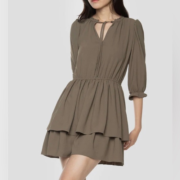 Black tape smoked tiered satin midi dress - Picture 1 of 3